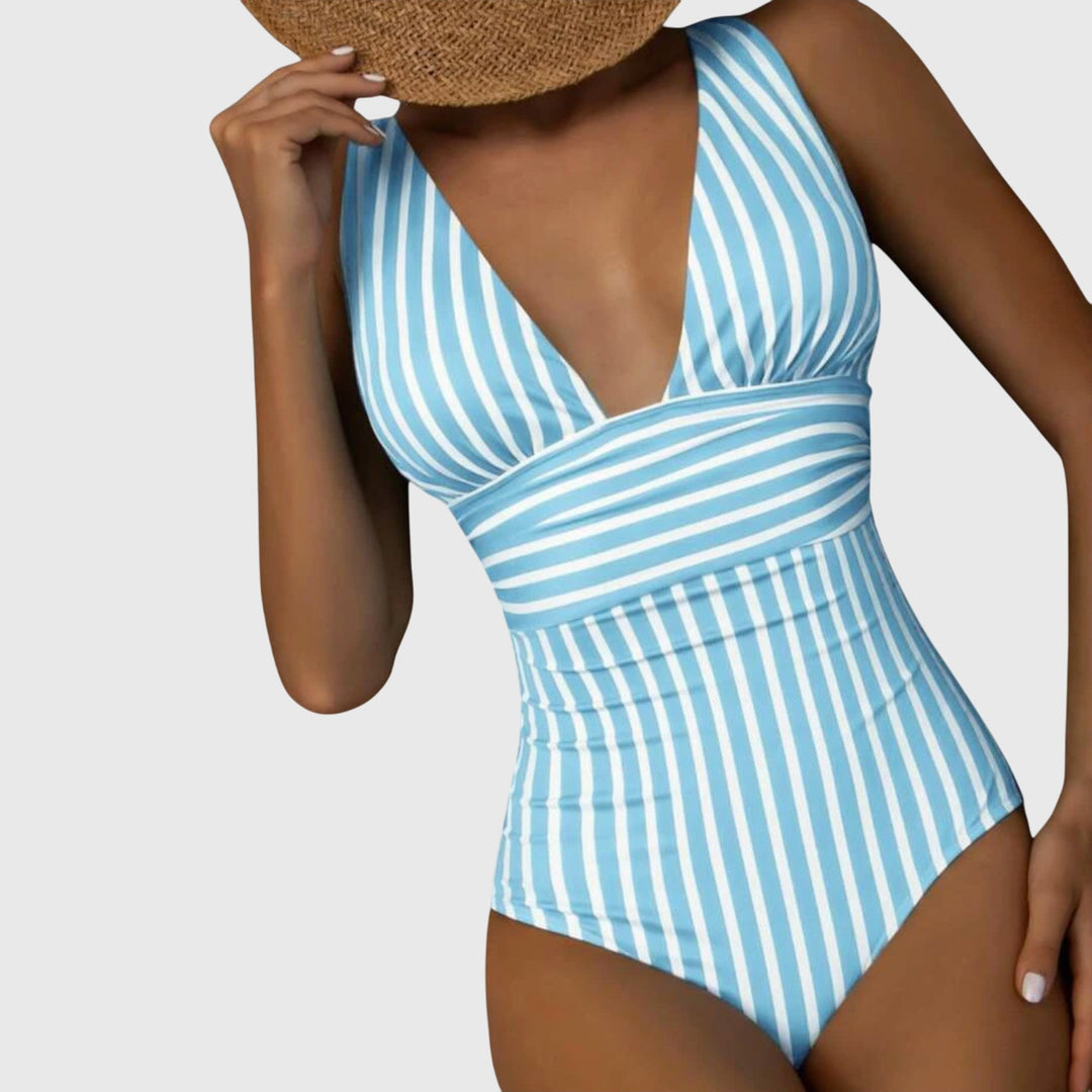 Striped Swimsuit Women's Figure-Flattering Adjustable Straps Bra