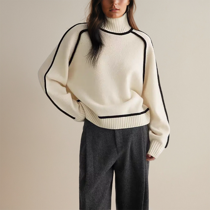 High Neck Knit Sweater Women's Turtleneck Loose Relaxed Fit