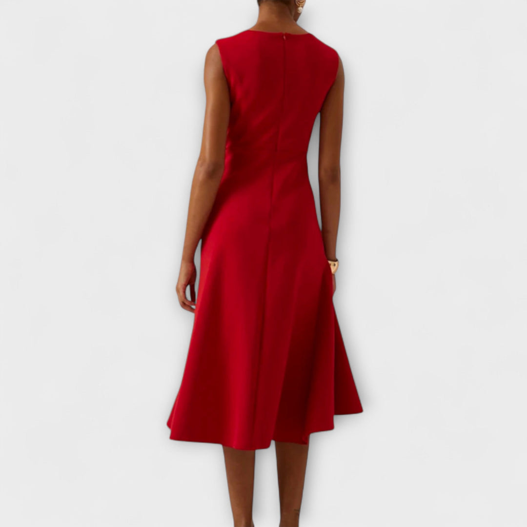 Sophisticated Midi Dress Sleeveless Asymmetric Drape Formal