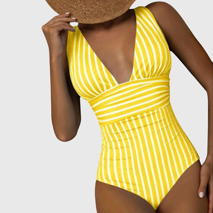 Striped Swimsuit Women's Figure-Flattering Adjustable Straps Bra
