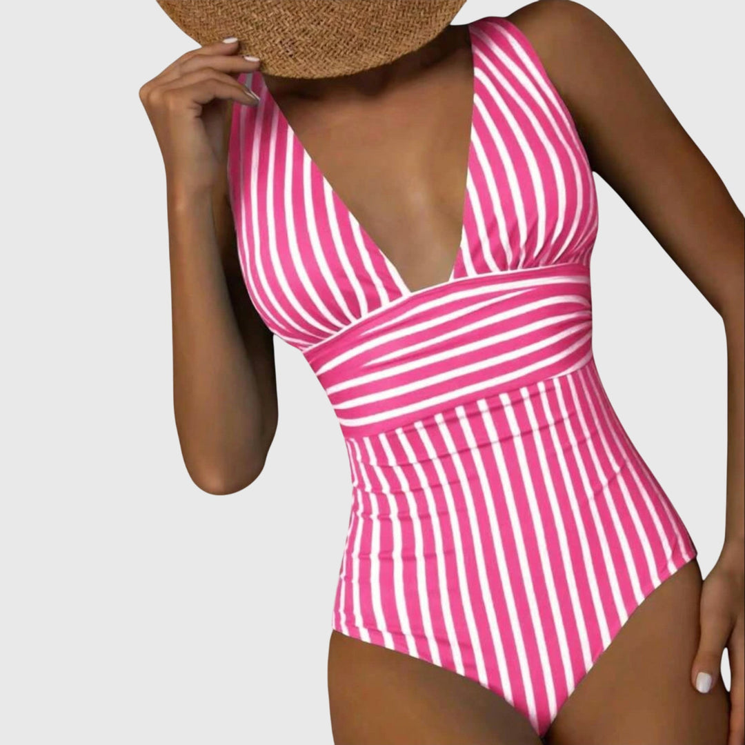 Striped Swimsuit Women's Figure-Flattering Adjustable Straps Bra