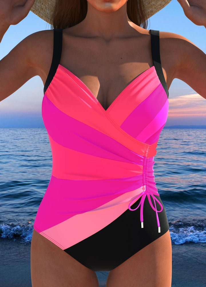 Women's Tummy Control Swimsuit Surplice Print Slimming Flattering