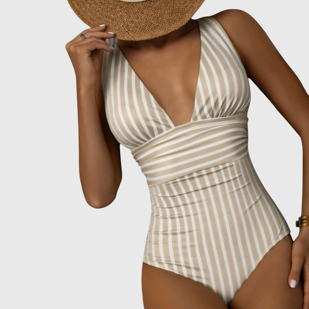 Striped Swimsuit Women's Figure-Flattering Adjustable Straps Bra