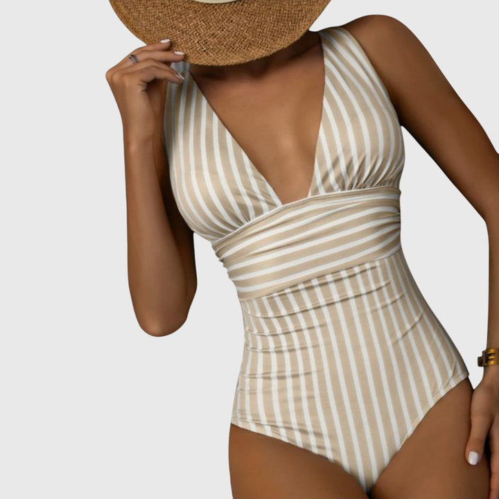Striped Swimsuit Women's Figure-Flattering Adjustable Straps Bra