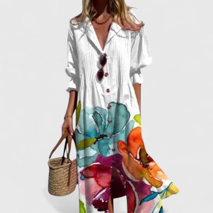 Elegant Boho Dress Women's Vibrant Colorful Print Casual Chic