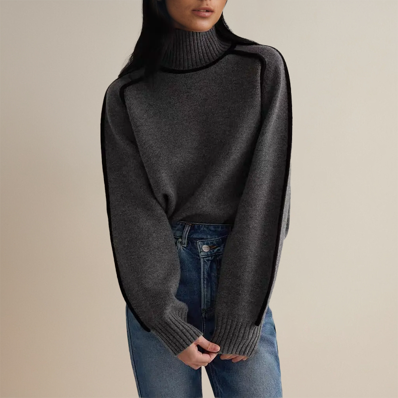High Neck Knit Sweater Women's Turtleneck Loose Relaxed Fit