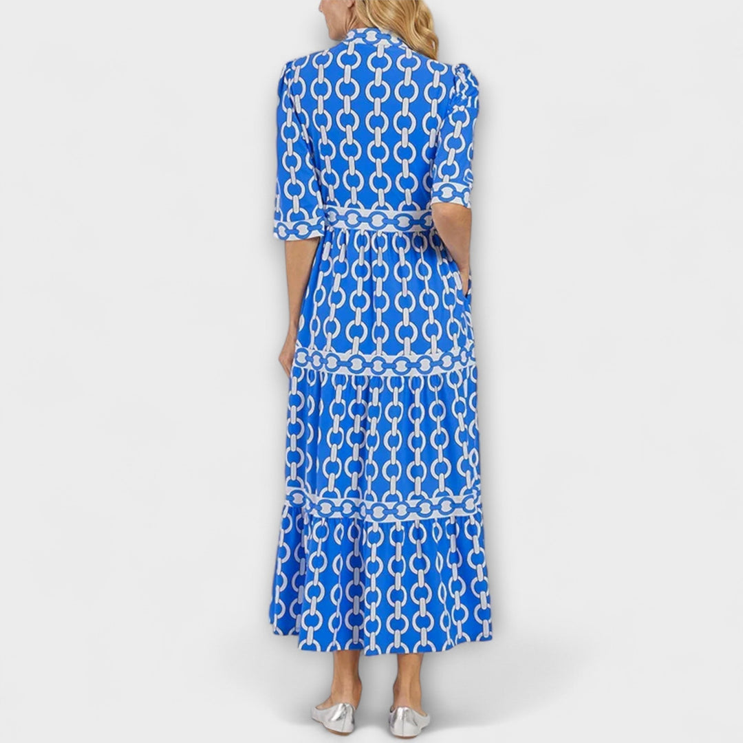 Chain Print Midi Dress Bold Pattern