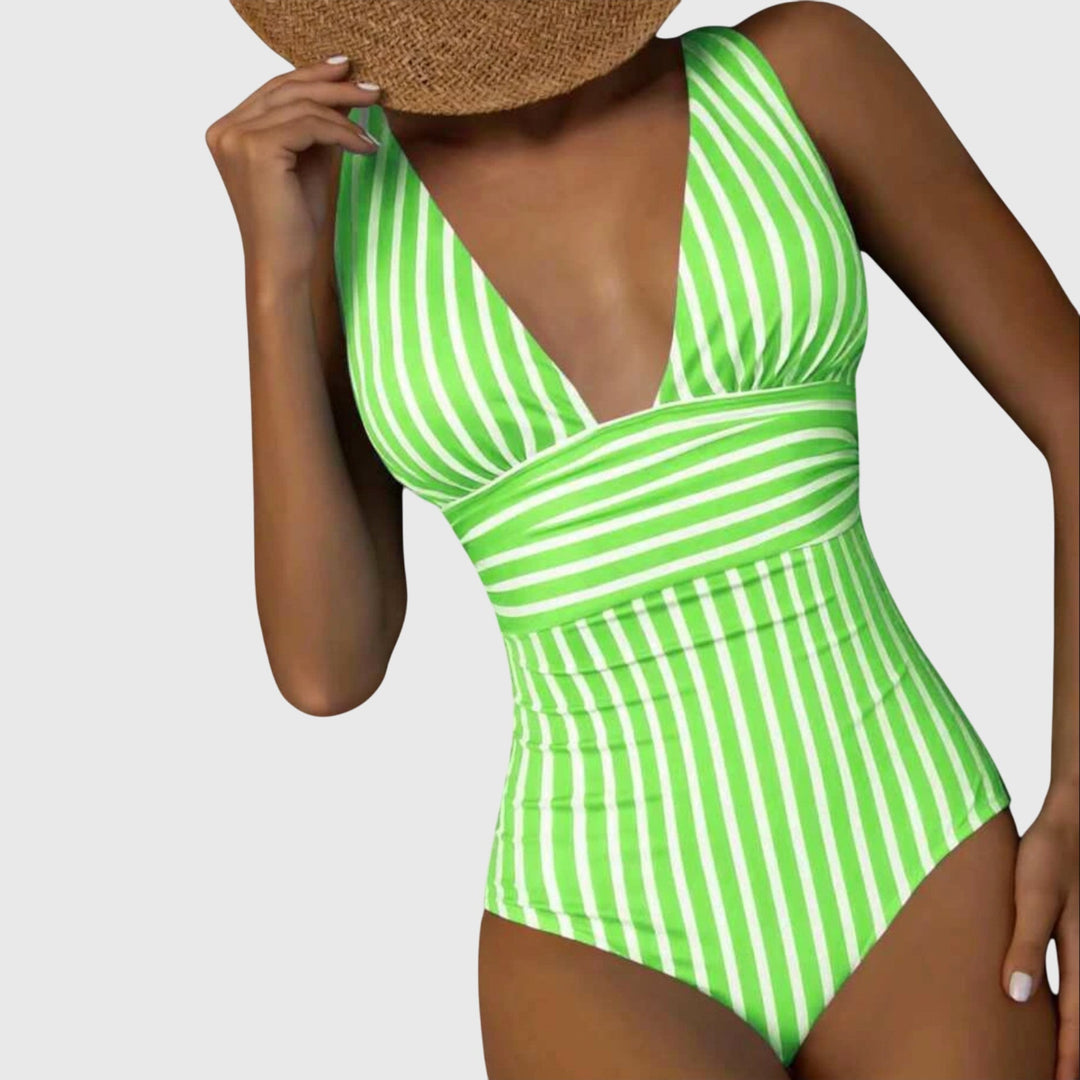 Striped Swimsuit Women's Figure-Flattering Adjustable Straps Bra