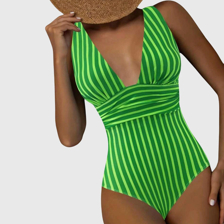 Striped Swimsuit Women's Figure-Flattering Adjustable Straps Bra