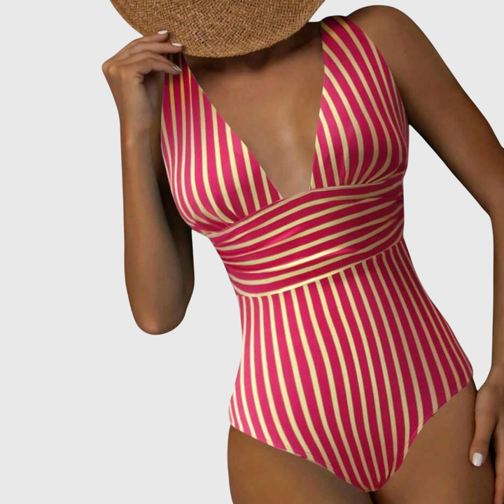 Striped Swimsuit Women's Figure-Flattering Adjustable Straps Bra