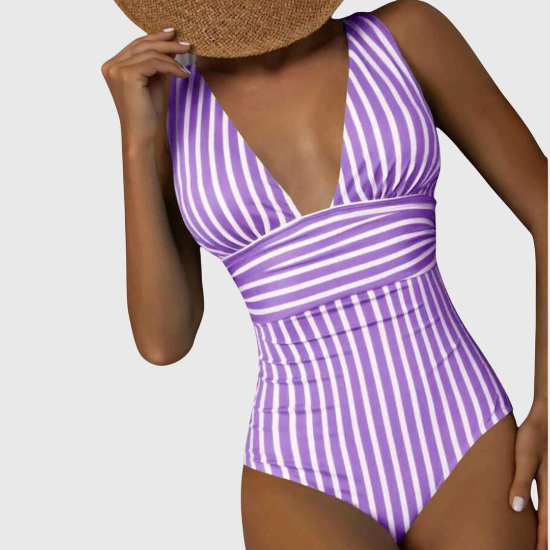 Striped Swimsuit Women's Figure-Flattering Adjustable Straps Bra