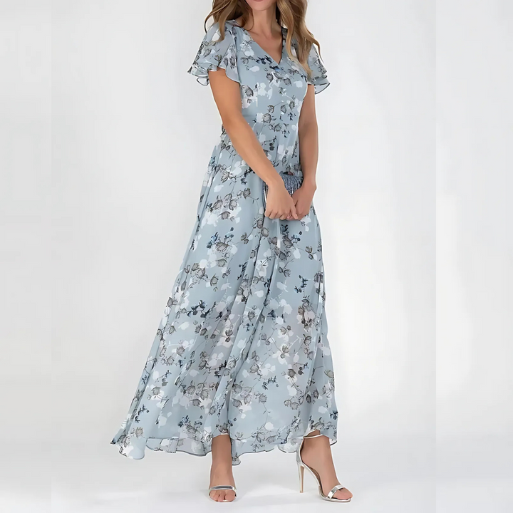 Women's Floral Midi Dress Tummy Flattering Wedding Guest Summer