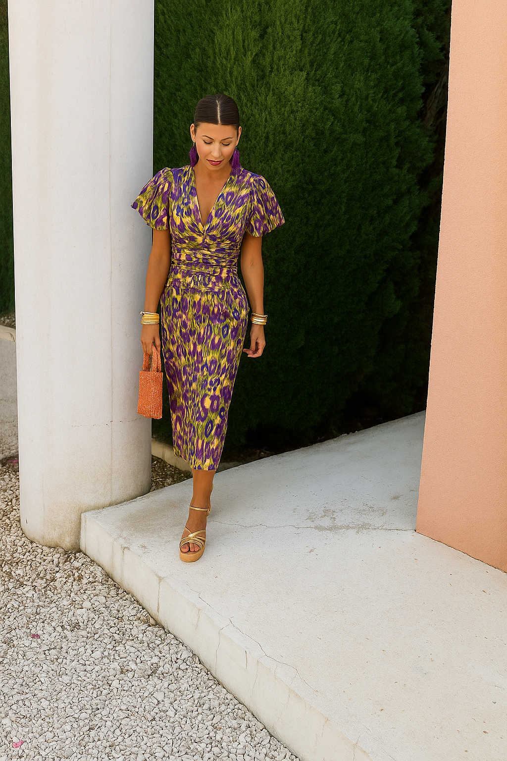 Pleated Midi Dress with Clean Lines All Day