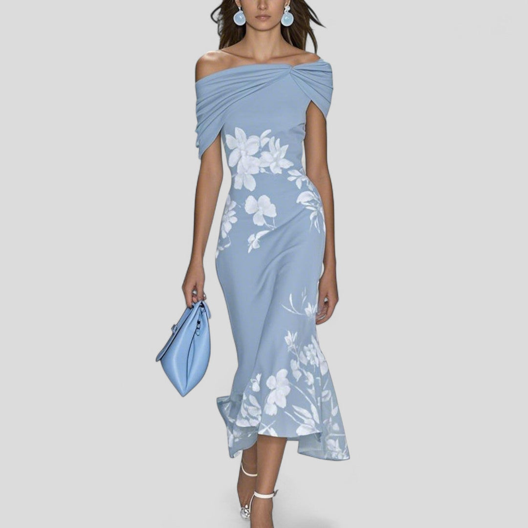 Elegant Midi Dress Women's Statement Print Relaxed Soft Fabric