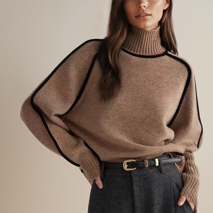High Neck Knit Sweater Women's Turtleneck Loose Relaxed Fit