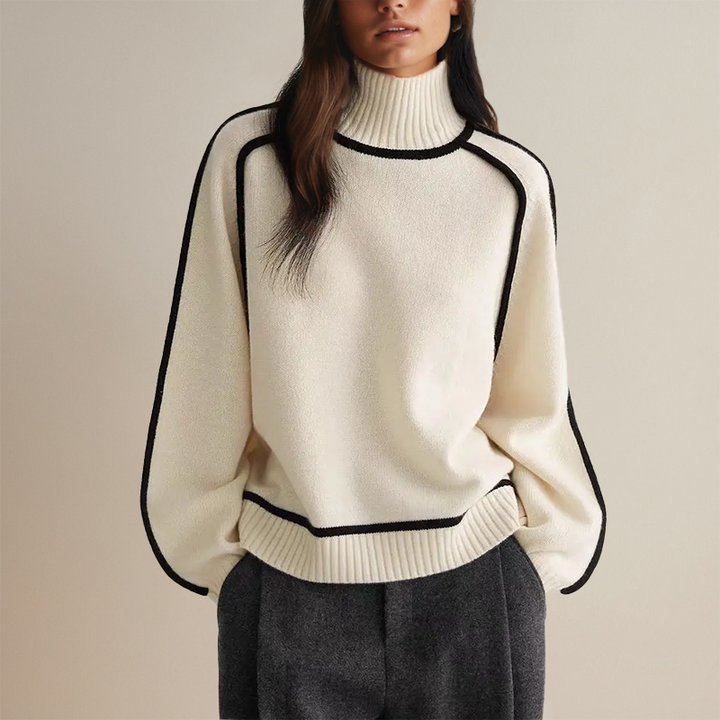 High Neck Knit Sweater Women's Turtleneck Loose Relaxed Fit