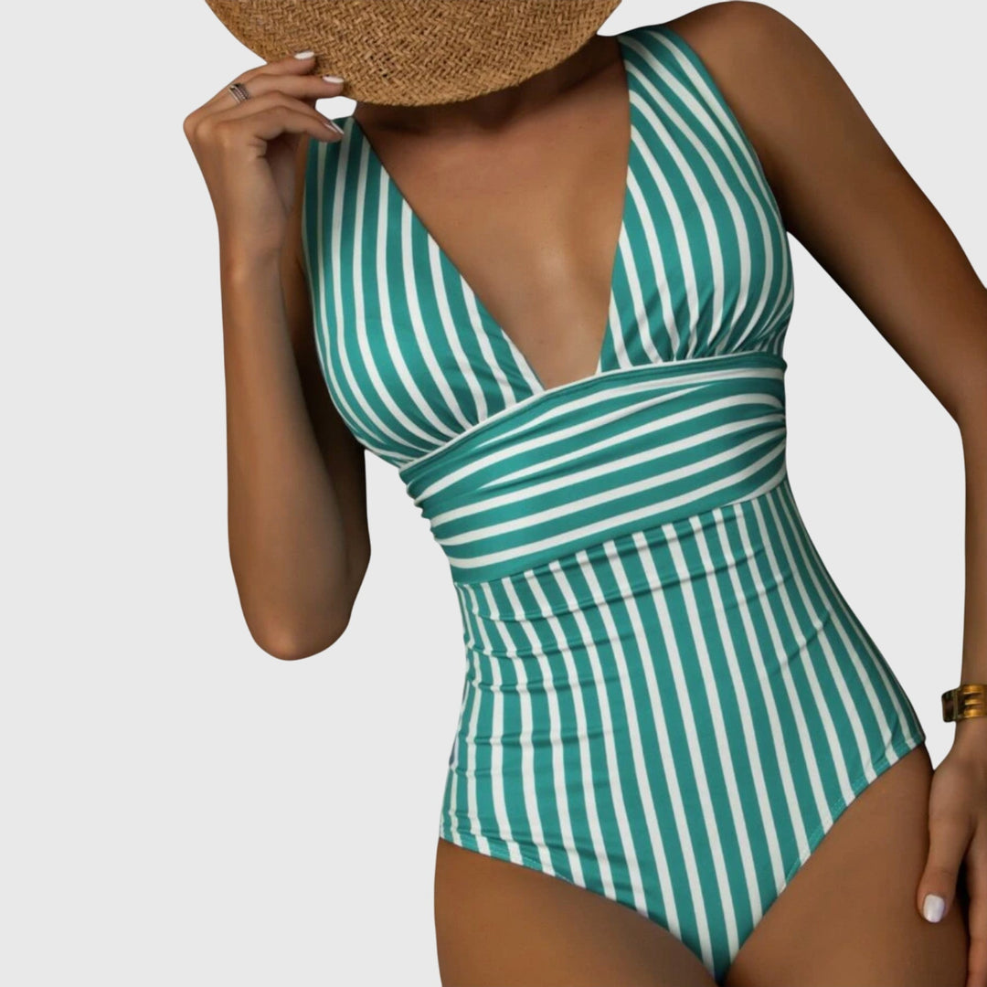 Striped Swimsuit Women's Figure-Flattering Adjustable Straps Bra