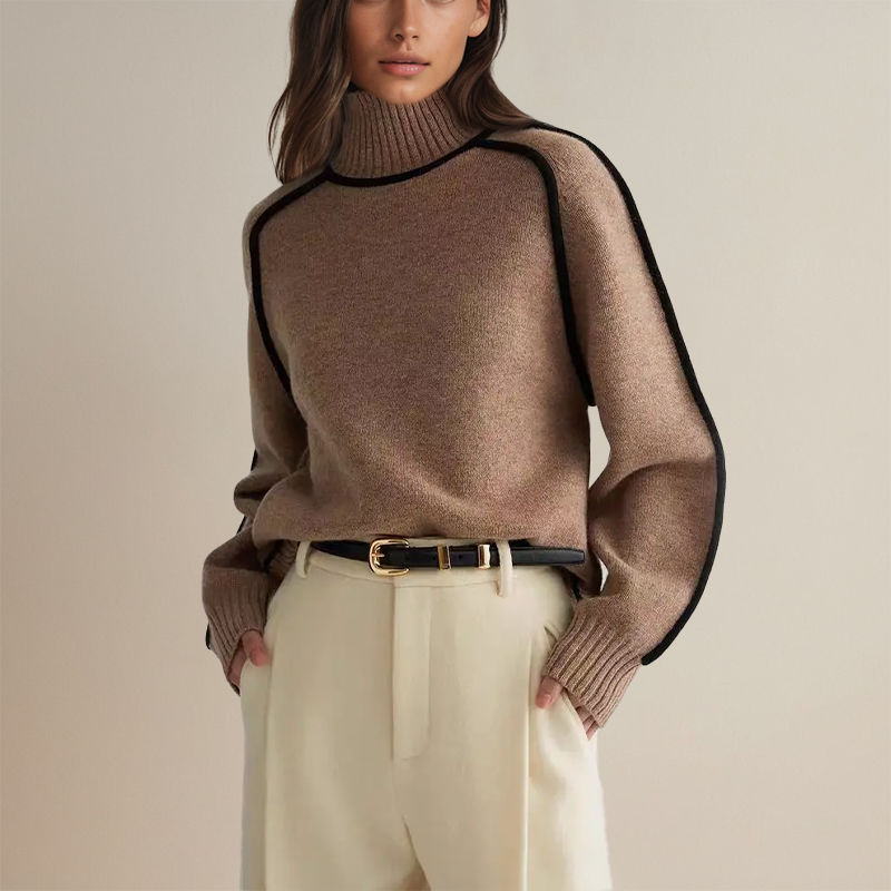 High Neck Knit Sweater Women's Turtleneck Loose Relaxed Fit