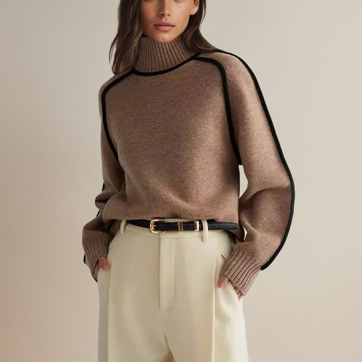 High Neck Knit Sweater Women's Turtleneck Loose Relaxed Fit