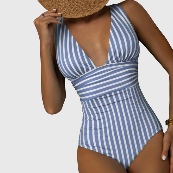 Striped Swimsuit Women's Figure-Flattering Adjustable Straps Bra