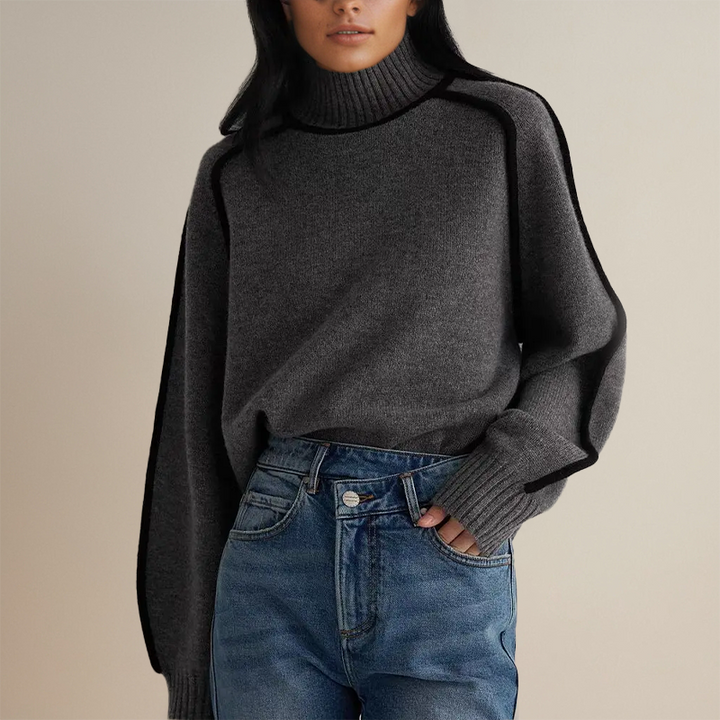 High Neck Knit Sweater Women's Turtleneck Loose Relaxed Fit