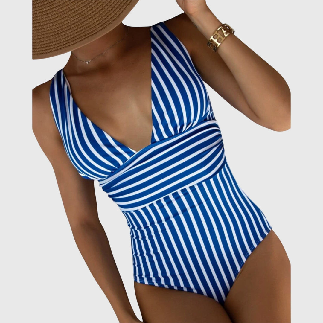 Striped Swimsuit Women's Figure-Flattering Adjustable Straps Bra