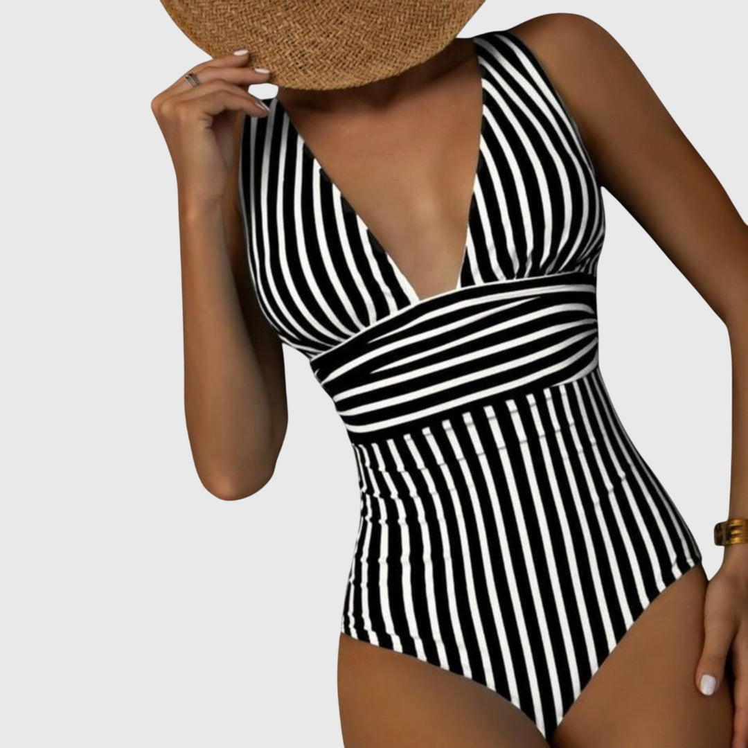 Striped Swimsuit Women's Figure-Flattering Adjustable Straps Bra