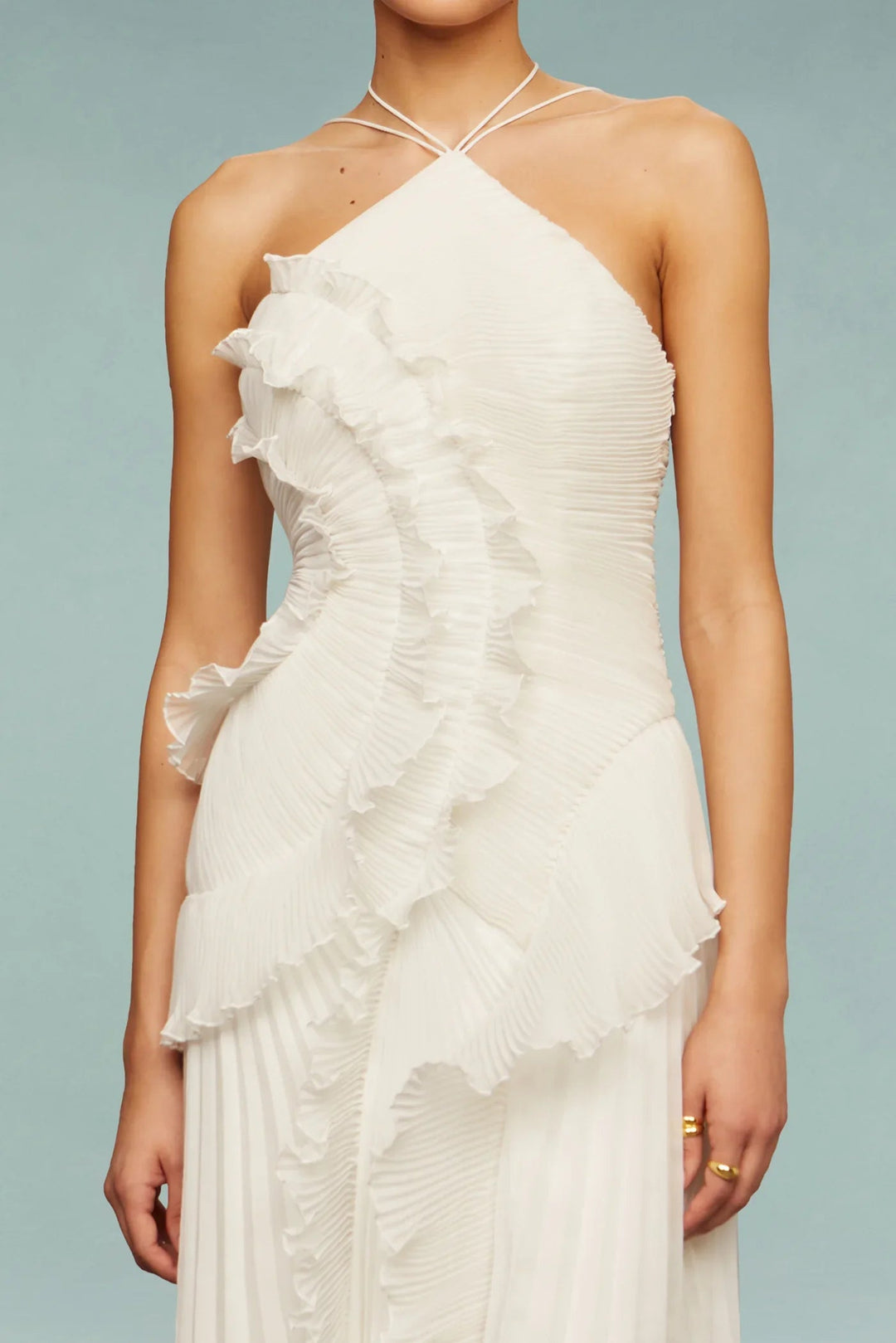 Halter Neck Maxi Dress with Tiered Ruffles